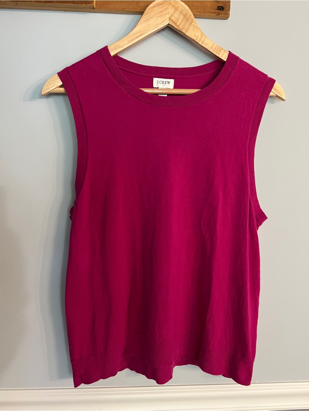J. Crew Fuchsia Sleeveless Sweater Tank Soft Knit L
